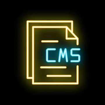 Neon icon of documents representing a content management system 库存插图