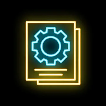 Neon icon of documents for software development and automation process Illustration