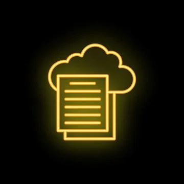 Neon icon of documents uploading to cloud storage 스톡 일러스트