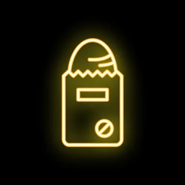 Neon icon of easter egg in paper bag on black background 스톡 일러스트