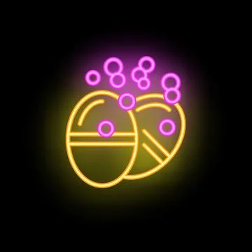 Neon icon of effervescent tablets dissolving in water Illustrazione stock