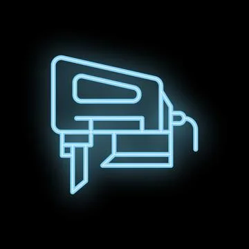 Neon icon of electric construction stapler tool glowing Stock Illustration