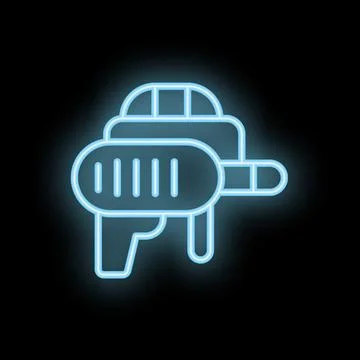 Neon icon of electric hand held drilling machine on black background Stock Illustration