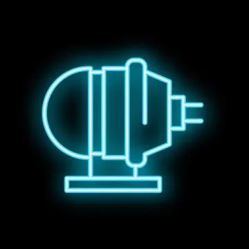 Neon icon of electric motor engine starting using electricity イラスト素材