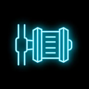 Neon icon of electric motor engine generator dynamo machine Stock Illustration