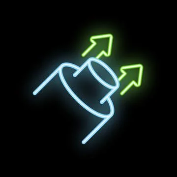Neon icon of electromagnetic field generating power with upward arrows Stock Illustration