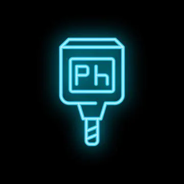 Neon icon of electronic ph meter measuring acidity and alkalinity Stock Illustration