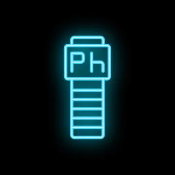 Neon icon of electronic ph meter showing alkalinity level Stock Illustration