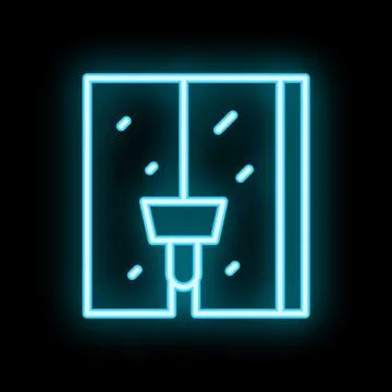 Neon icon of elevator showing ongoing maintenance work Stockillustratie