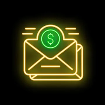 Neon icon of email envelope representing online payment processing イラスト素材
