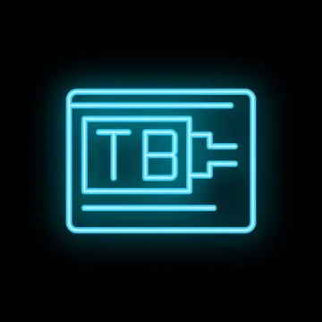 Neon icon of external hard drive flash drive showing data storage capacity Stock Illustration