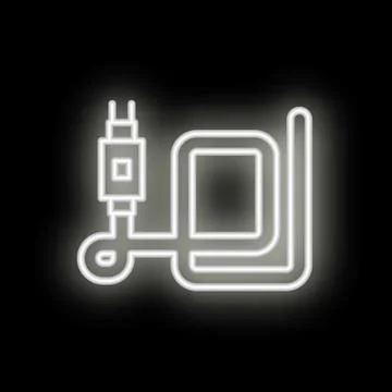 Neon icon of external hard drive connecting to computer via cable Stock Illustration