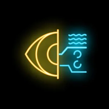 Neon icon of eye analyzing data with artificial intelligence Stock Illustration