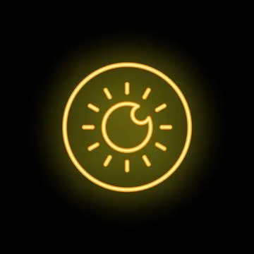 Neon icon of eye with light rays representing vision Stock Illustration
