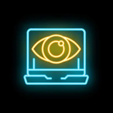 Neon icon of eye showing computer vision concept Stock Illustration