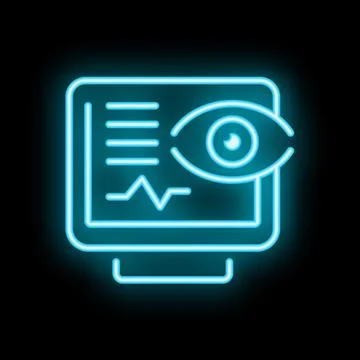 Neon icon of eye tracking data on computer screen Illustrazione stock