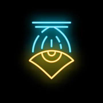 Neon icon of eye tracking system scanning eyesight Stock Illustration
