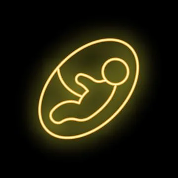 Neon icon of fetus developing in womb representing pregnancy Stock Illustration