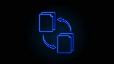 Neon icon with file exchange. Cloud storage icon. Data storage. Motion Graphic Stock Footage 169272856