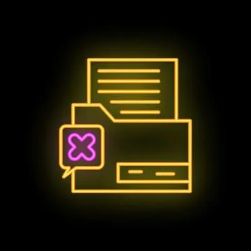 Neon icon of a file folder receiving an error message 스톡 일러스트