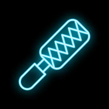 Neon icon of a file forging tool glowing blue on black background 스톡 일러스트