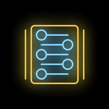 Neon icon of filter settings interface representing customization options 스톡 일러스트