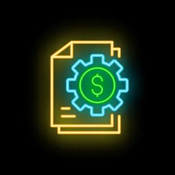 Neon icon of financial document processing system Stock Illustration