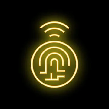 Neon icon of fingerprint accessing cloud computing system Illustrazione stock