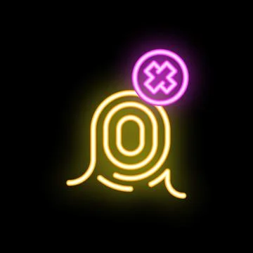 Neon icon of fingerprint with cross showing access denied Stock Illustration