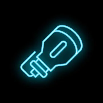 Neon icon of a flashlight lighting up the dark Ilustração Stock