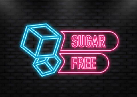 Neon Icon. Flat icon with lactose gluten gmo sugar free. Organic signs. Vector Ilustración de archivo