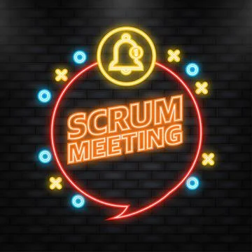 Neon Icon. Flat icon with scrum meeting. Project development illustration Stock Illustration