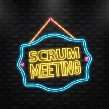 Neon Icon. Flat icon with scrum meeting. Project development illustration Stock Illustration