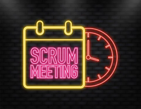 Neon Icon. Flat icon with scrum meeting. Project development illustration Stock Illustration