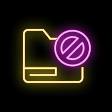 Neon icon of folder with blocked access representing data protection concept Stockillustratie