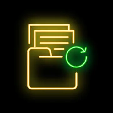 Neon icon of folder with documents representing data recovery concept Illustrazione stock