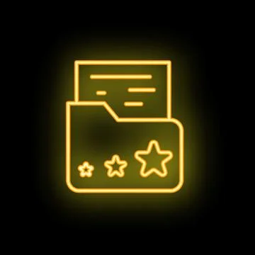 Neon icon of folder with important documents rating stars イラスト素材