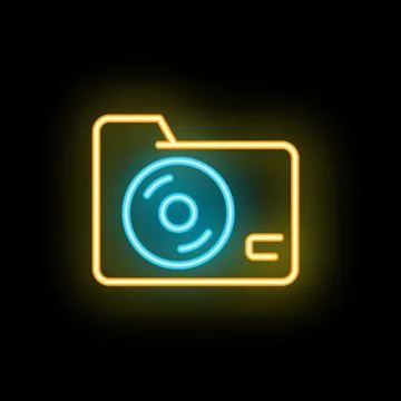 Neon icon of a folder storing a digital audio file 스톡 일러스트