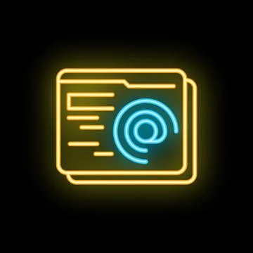 Neon icon of folders sharing data through wireless connection Stock Illustration