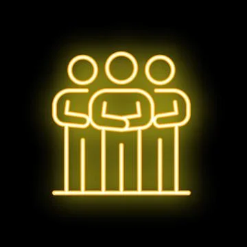 Neon icon of four people standing with arms crossed Stock Illustration