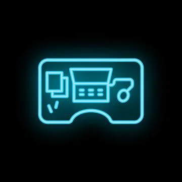 Neon icon of game console representing gaming and entertainment Stock Illustration