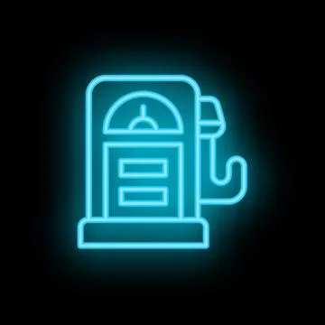 Neon icon of gas station pump displaying fuel prices Stock Illustration