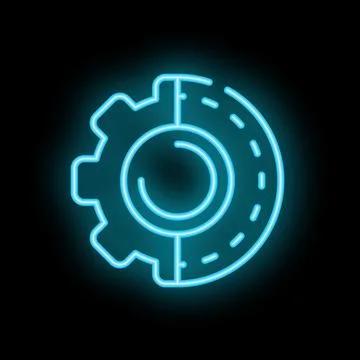 Neon icon of gear and progress bar representing automation Stock Illustration