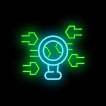 Neon icon of global data transfer showing internet traffic 库存插图