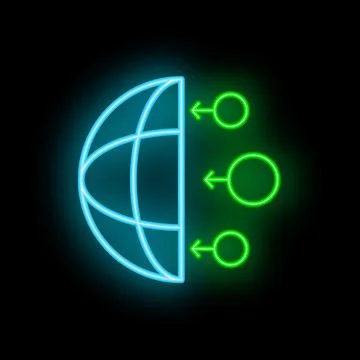 Neon icon of global network representing decentralized finance concept Stock Illustration