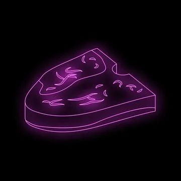 Neon icon of grilled t bone steak on black background Stock Illustration
