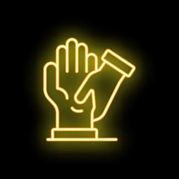 Neon icon of a hand touching another hand representing palmistry Stock Illustration