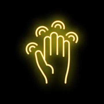 Neon icon of hand using touchless gesture control イラスト素材
