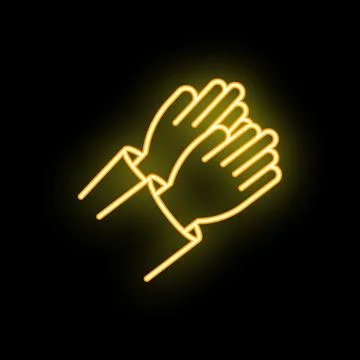 Neon icon of hands clapping representing applause Stock Illustration