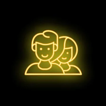 Neon icon of happy couple smiling together Stock Illustration